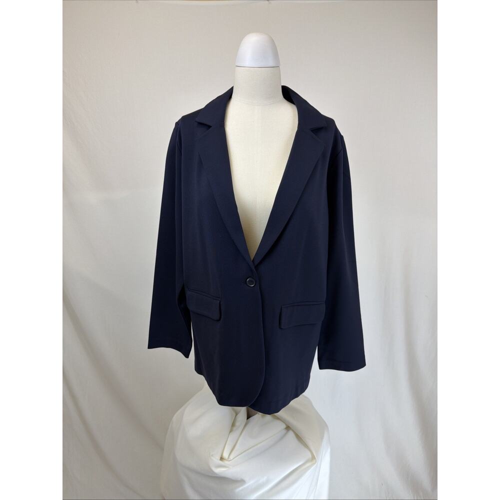 NWT Base Level by YEST Navy "Aya" Curvy Blazer Jacket Ponte SZ 18 #0677